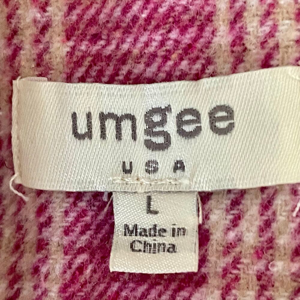 Umgee Bright Pink & White Plaid Corduroy Shacket Size L Fringed Boho Festival - Picture 10 of 11
